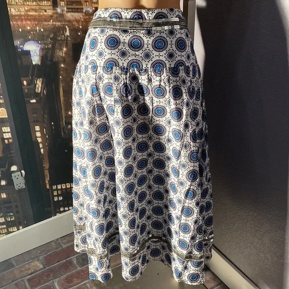 TORY BURCH - cotton skirt: lined, pleated, sequins & beaded waist & hem, zip - 4